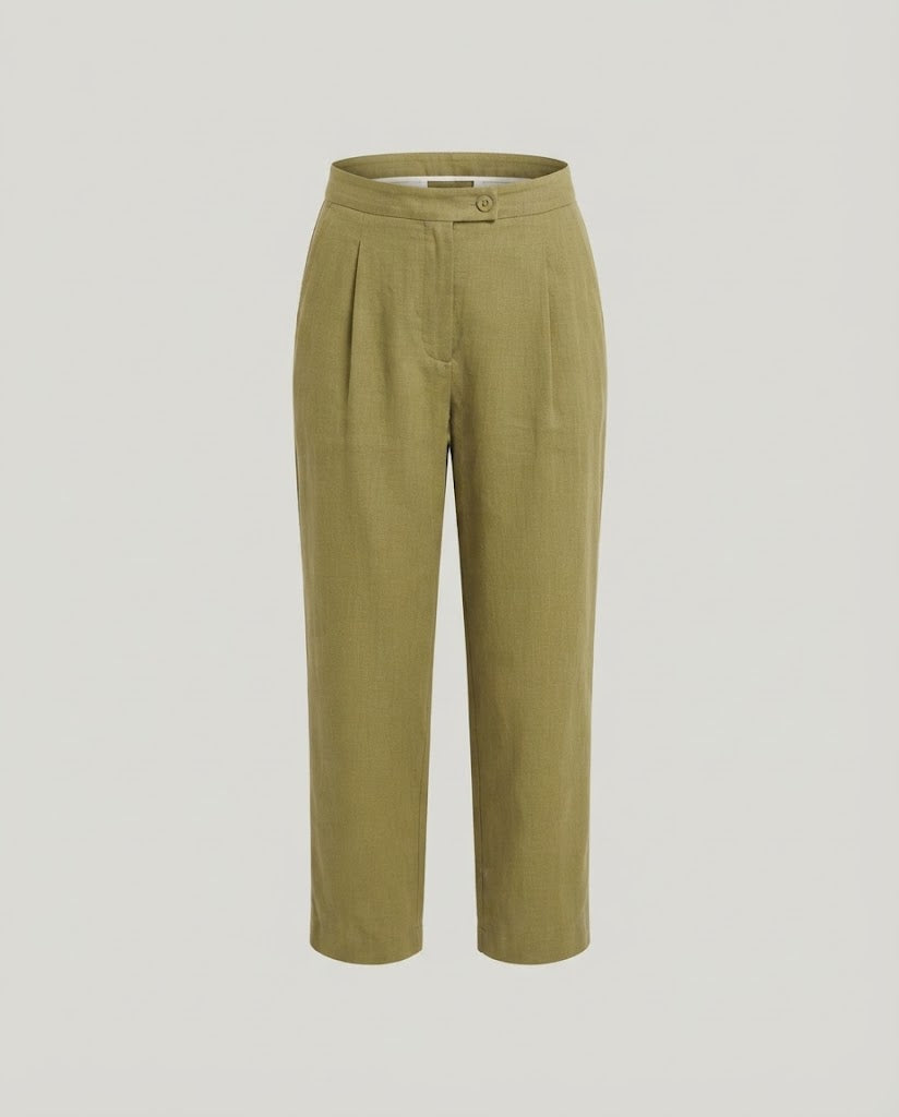 Women's High-Waist Culotte Pants with Wide Leg and Pleat Chichicherry