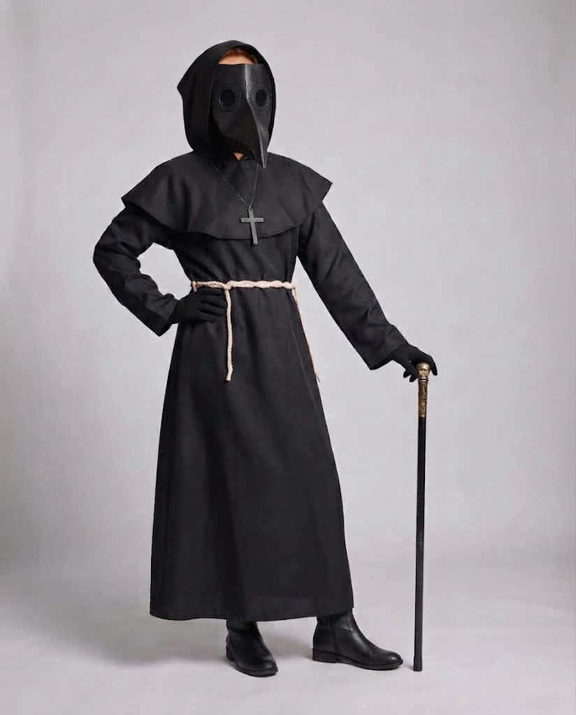 Women's monk costume with hood and ruffle elements Chichicherry