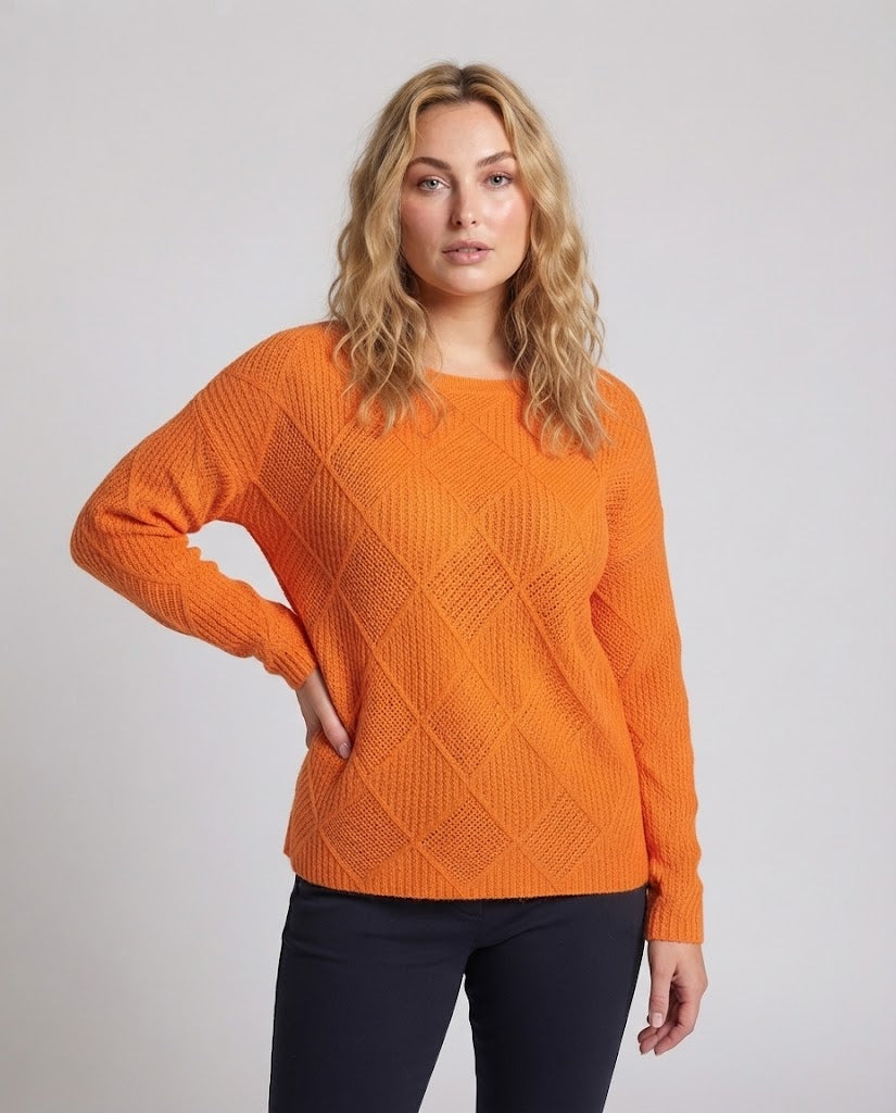 Women's fine-knit pullover in mohair look with diamond-patterned structure and casual oversized fit Chichicherry