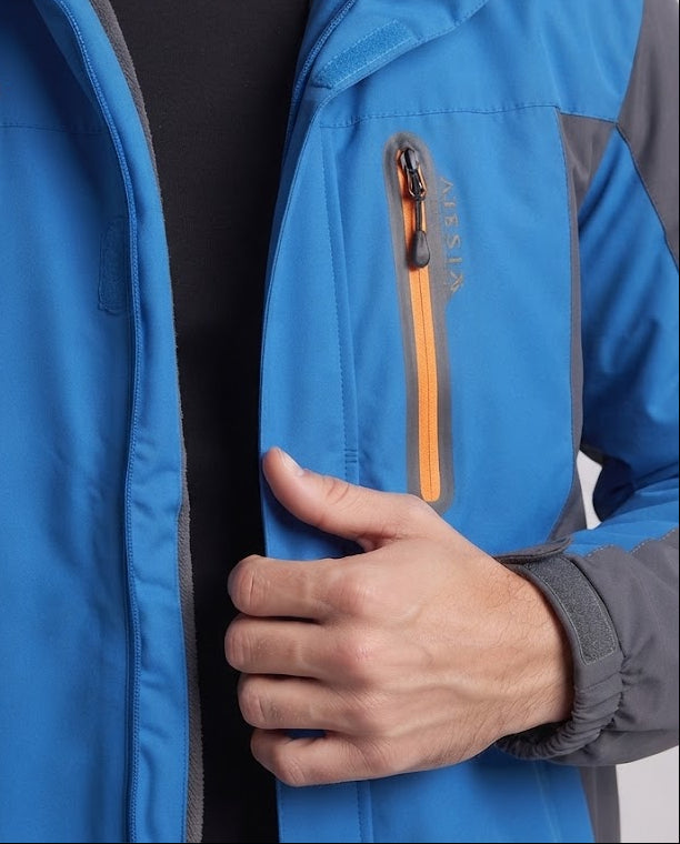 Men's water-repellent softshell parka with teddy fleece lining and removable hood Chichicherry