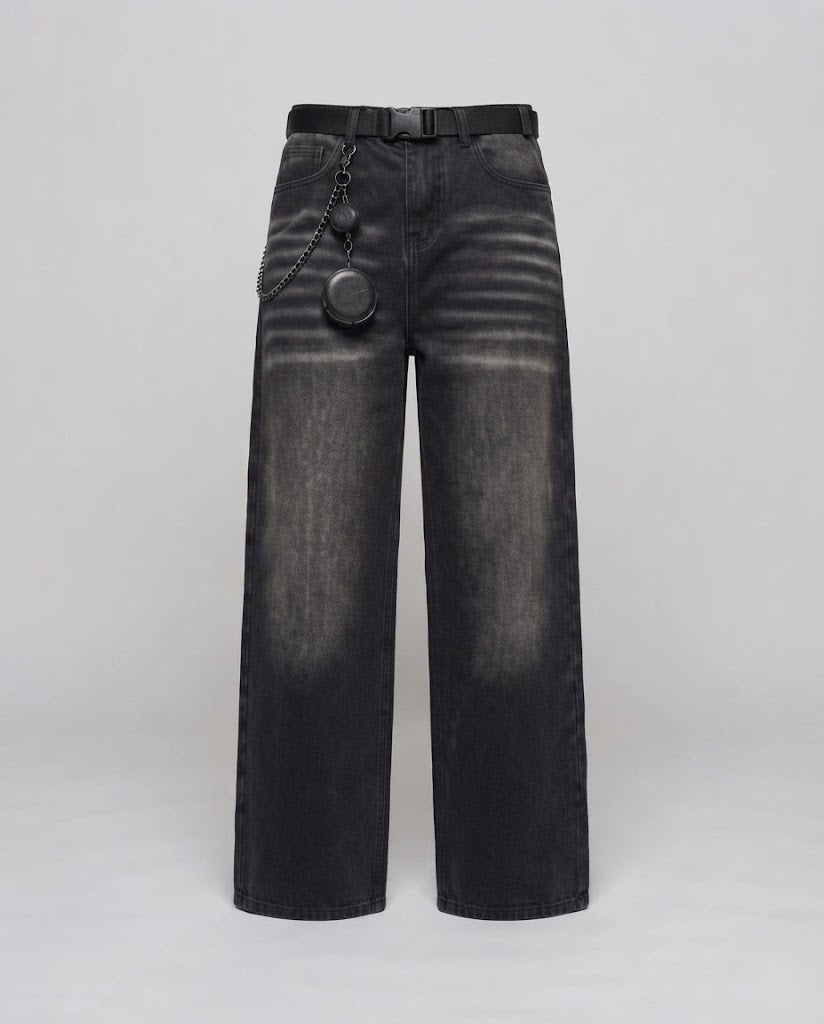 Women Wide-Cut Jeans with Extravagant Applications Chichicherry