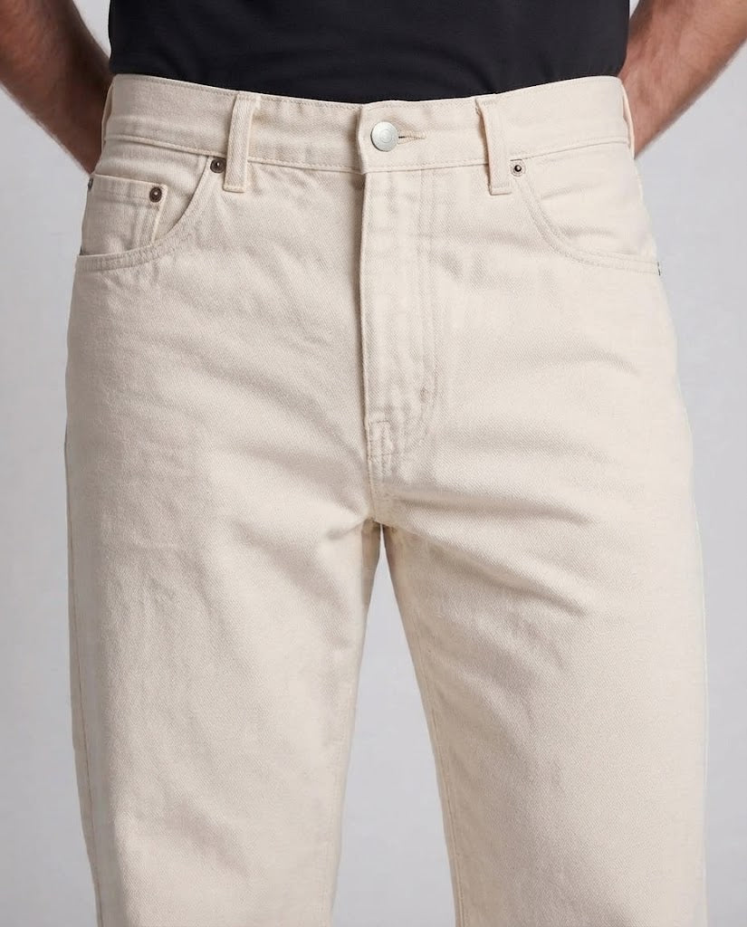 Men's Wide-Falling Cotton Twill Palazzo Jeans with Minimalist Seam Design Chichicherry