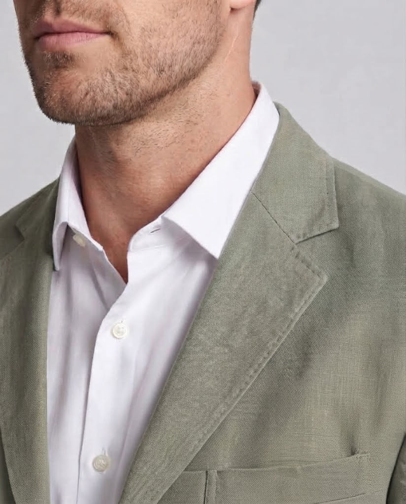 Men's Light Linen Blazer with Textured Look and Tailored Silhouette Chichicherry