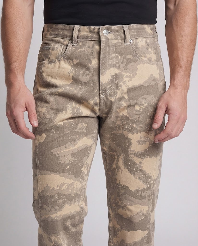 Men's camouflage utility jeans in straight palazzo cut Chichicherry