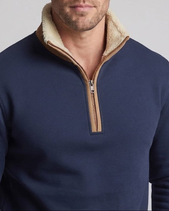 Men's Cozy Zip-Troyer with Sherpa Collar and Elbow Patches Chichicherry
