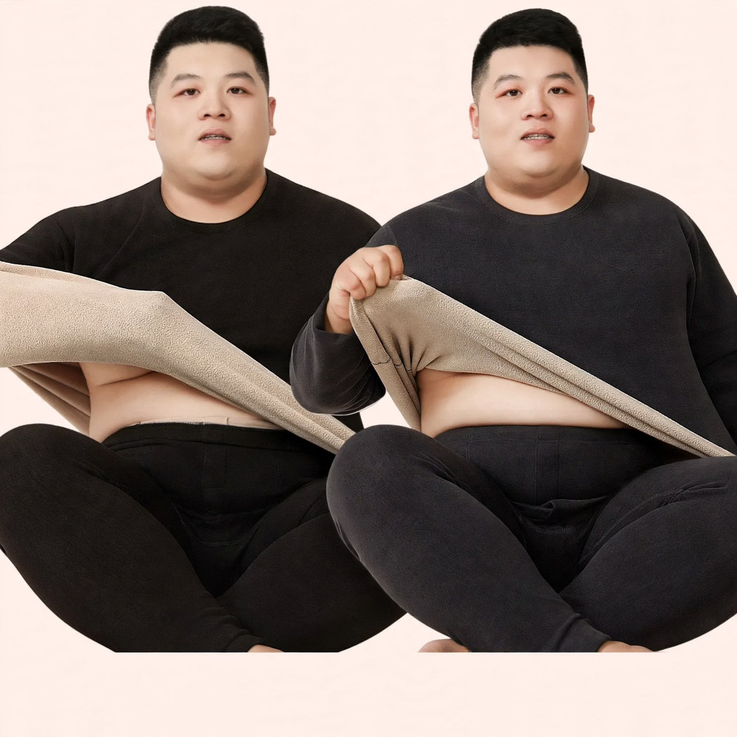 Thermal underwear set with lamb fleece, plus sizes