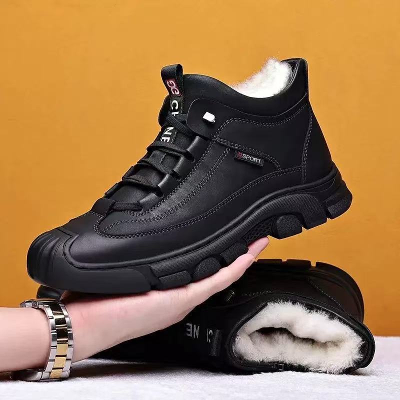 Padded men's winter boots, non-slip