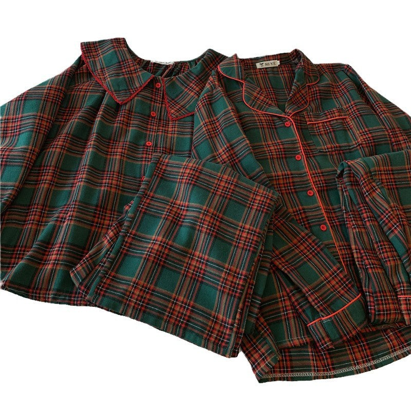Pair-Pajama-Set, checked, brushed