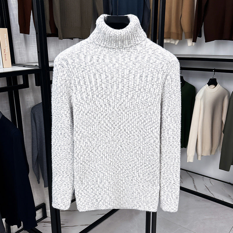 Men's turtleneck sweater with wool content and lining