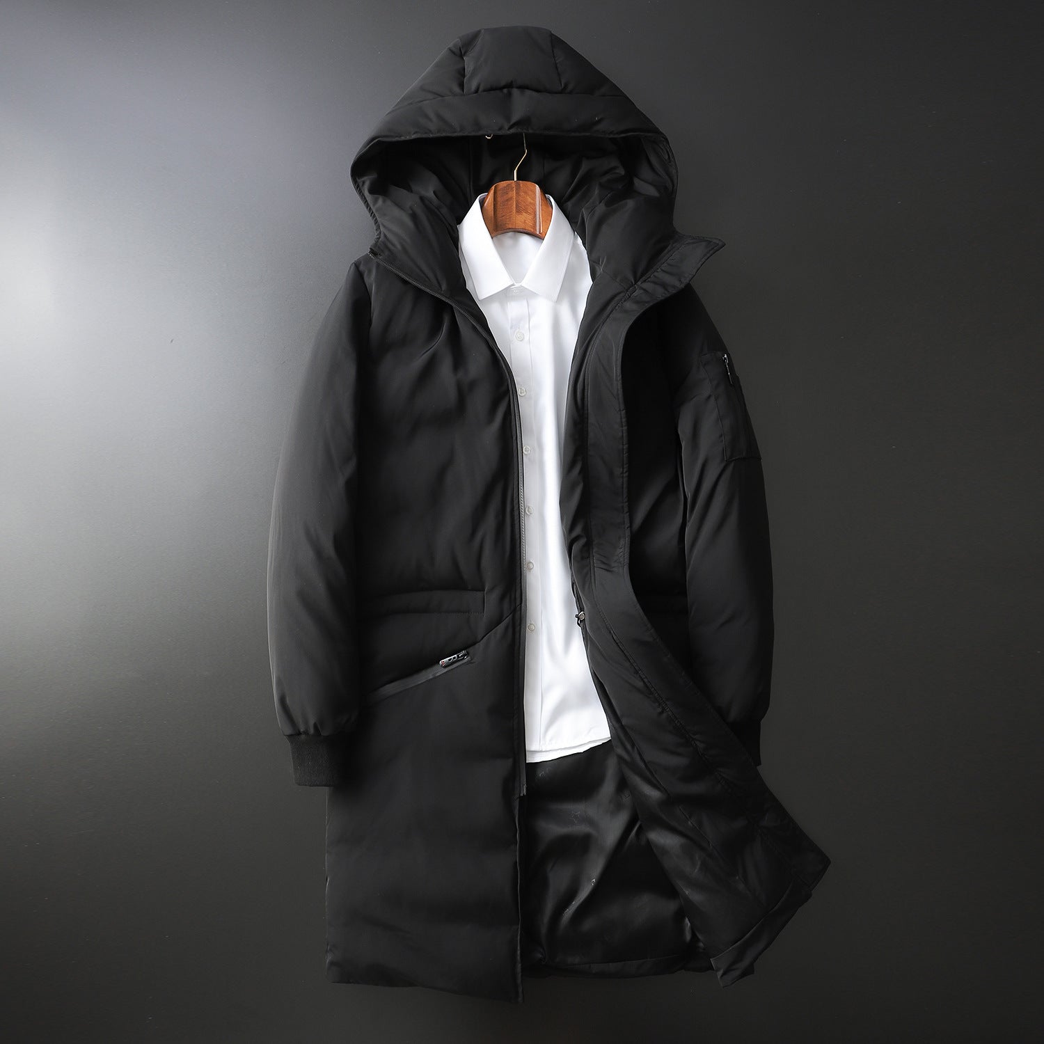 Men's padded long parka with hood and windproof protection Chichicherry