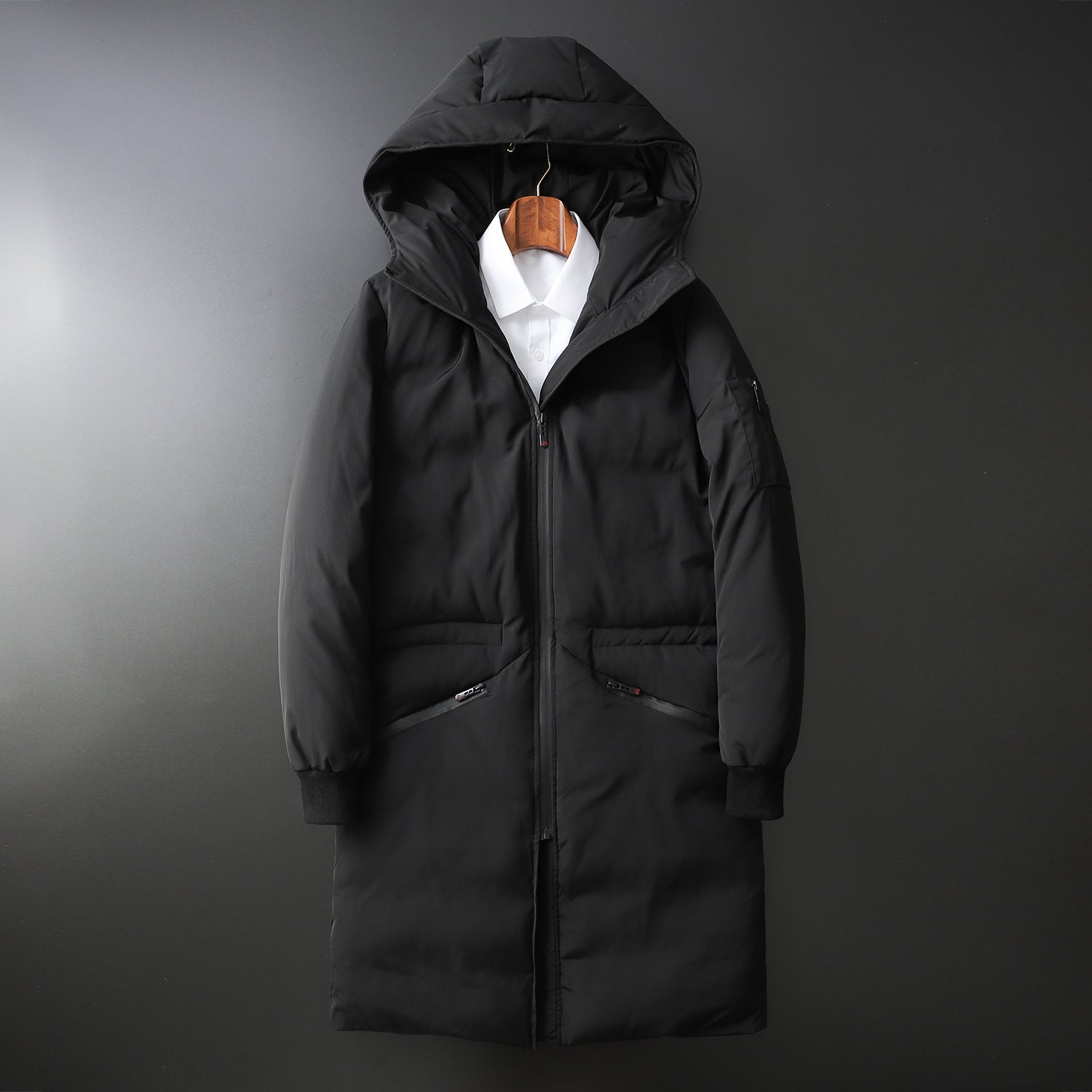 Men's padded long parka with hood and windproof protection Chichicherry