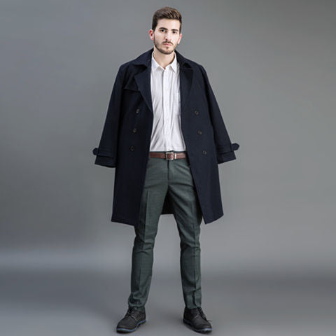 Men's wool coat in trench look with double button placket and shawl collar Chichicherry