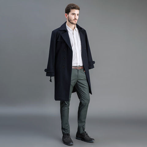 Men's wool coat in trench look with double button placket and shawl collar Chichicherry
