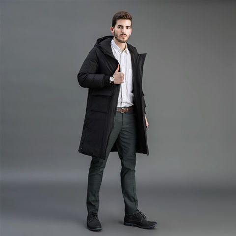 Men's Insulated Functional Parka with Hood and Knee-Length Quilted Filling Chichicherry