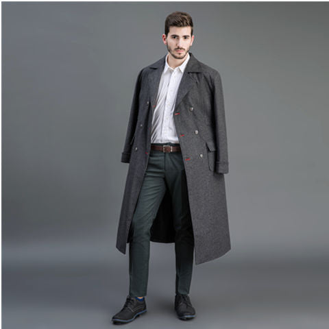 Men's Double-breasted Wool Coat with Shawl Collar and Long Silhouette Chichicherry