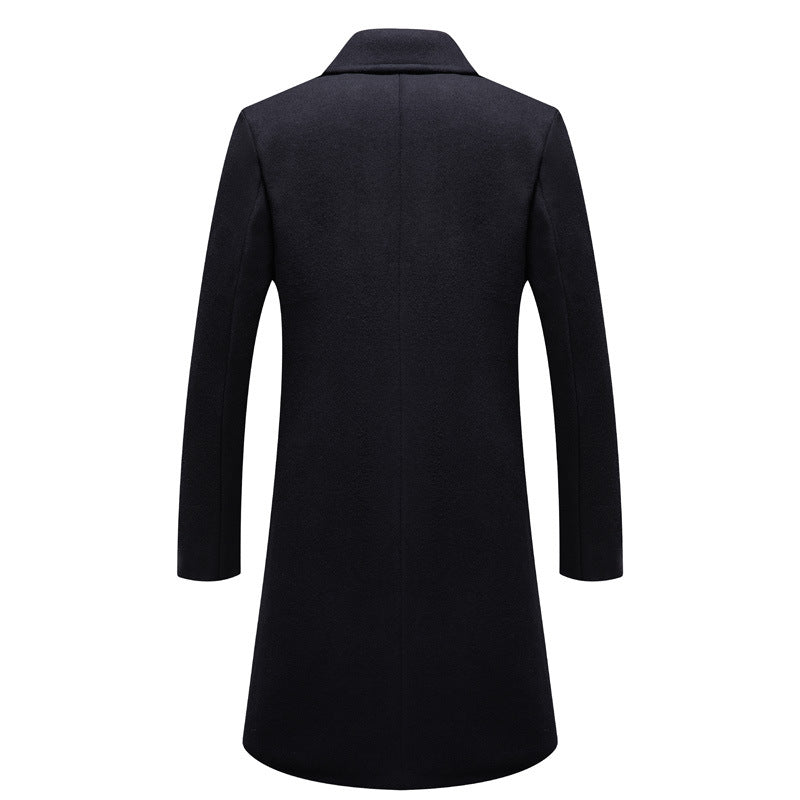 Men's Single-Breasted Wool Blend Coat with Quilted Thermal Lining Chichicherry