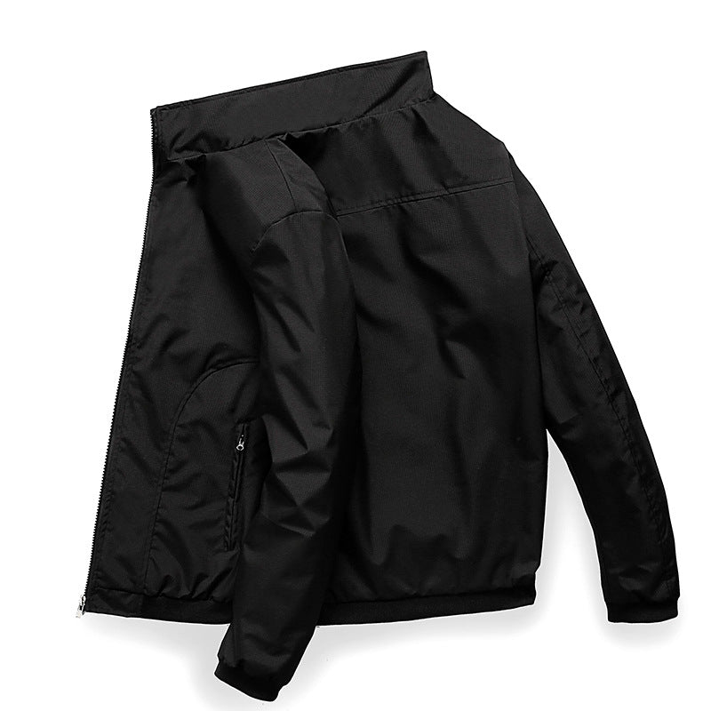 Men's Lightweight Microfiber Bomber Jacket with Stand-Up Collar and Elastic Cuffs Chichicherry
