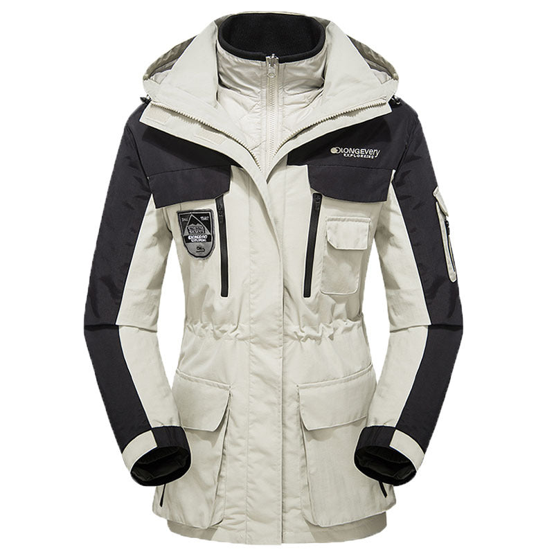 Men's waterproof breathable three-piece outdoor expedition jacket with hood and multifunction pockets Chichicherry