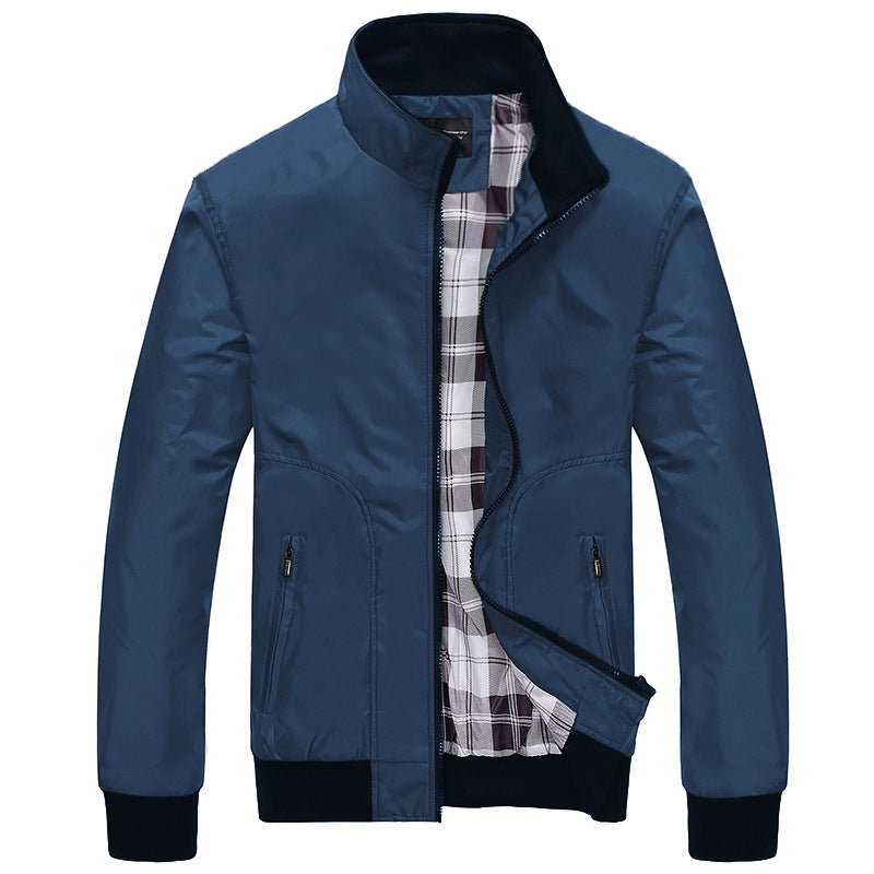 Men's short jacket with checkered lining, stand-up collar and zippered pockets Chichicherry