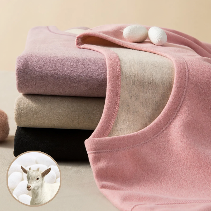Thermal underwear set for women and men, lined, round neck