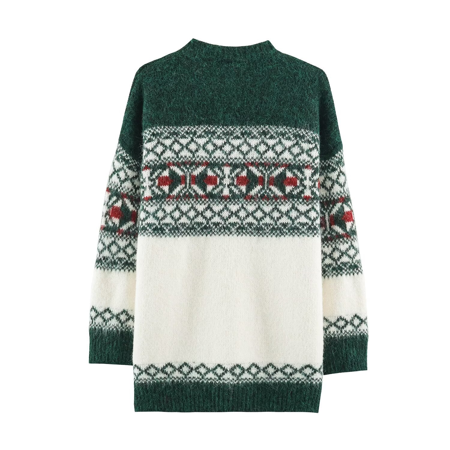 Fair-Isle knit sweater with round neckline