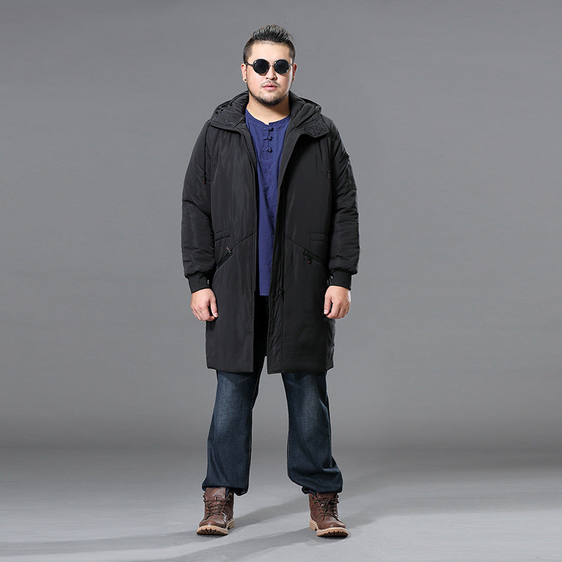 Men's Long Padded Parka with Hood and Concealed Zipper Chichicherry