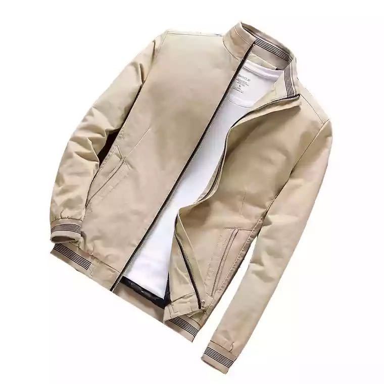 Men's Padded Bomber Jacket with Teddy Lining, Zipper and Ribbed Cuffs Chichicherry