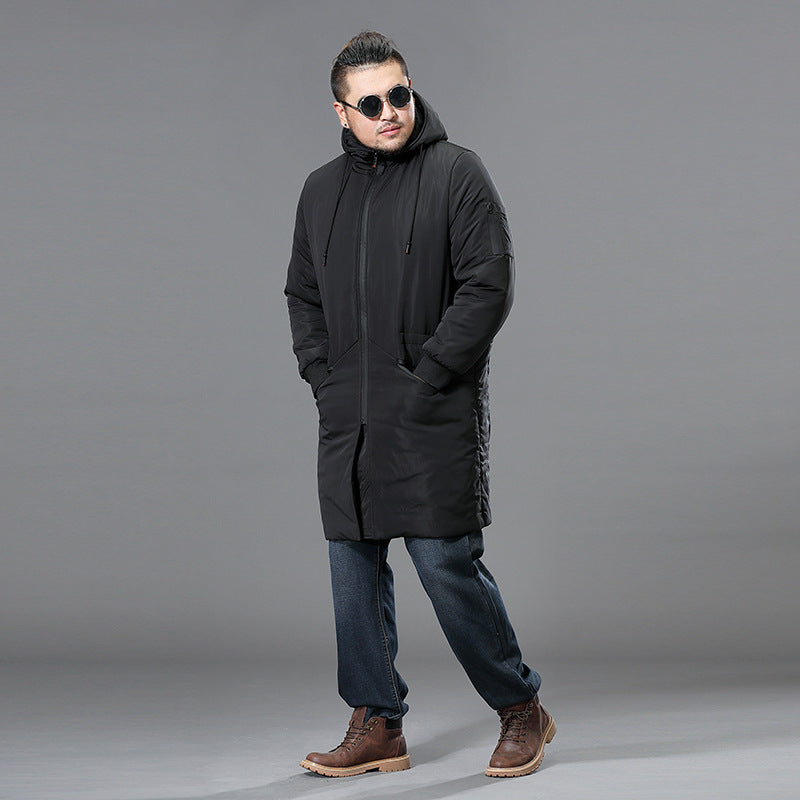Men's Long Padded Parka with Hood and Concealed Zipper Chichicherry
