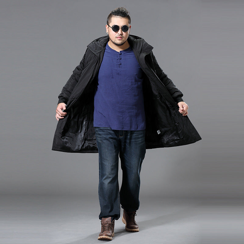 Men's Long Padded Parka with Hood and Concealed Zipper Chichicherry