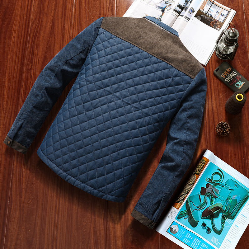 Men's Quilted Hybrid Jacket with Stand-Up Collar, Chest Zipper and Contrast Inserts Chichicherry