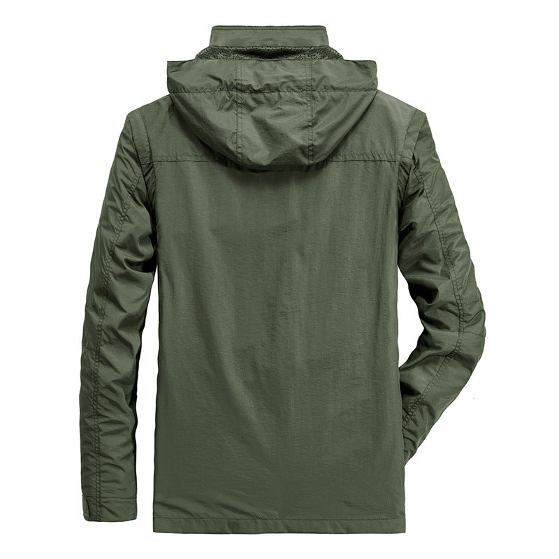 Men's lightweight field parka with hood, multifunction pockets, and breathable mesh lining Chichicherry