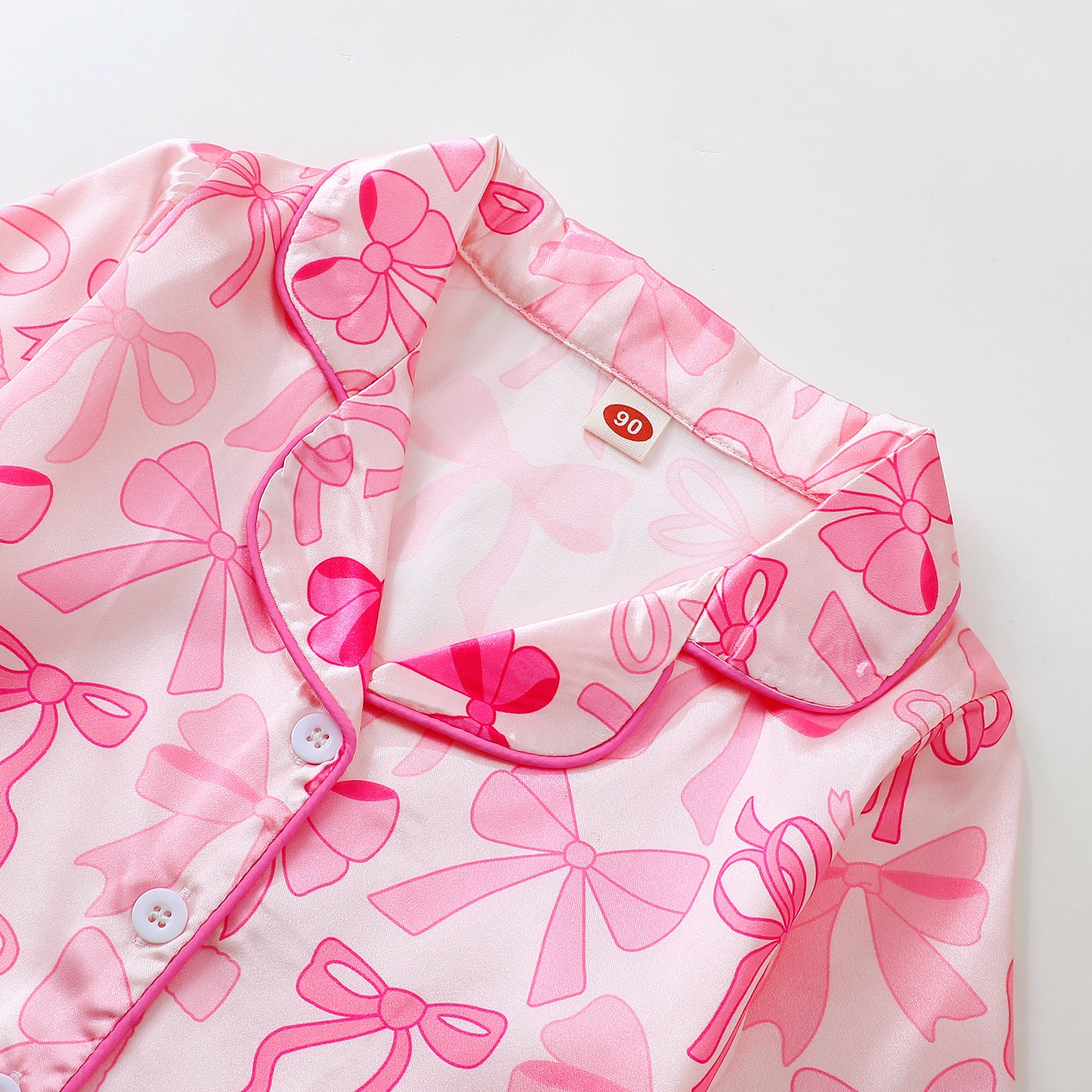 Girl's Pajama Set with Bow and Christmas Print