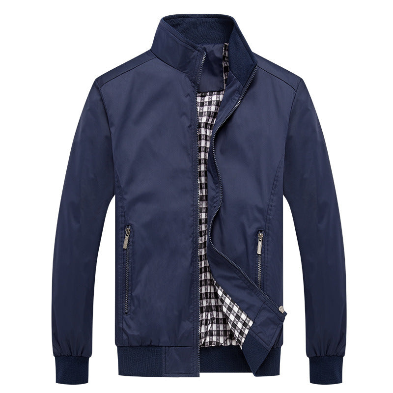 Men's short jacket with stand-up collar, checkered lining and ribbed cuffs Chichicherry