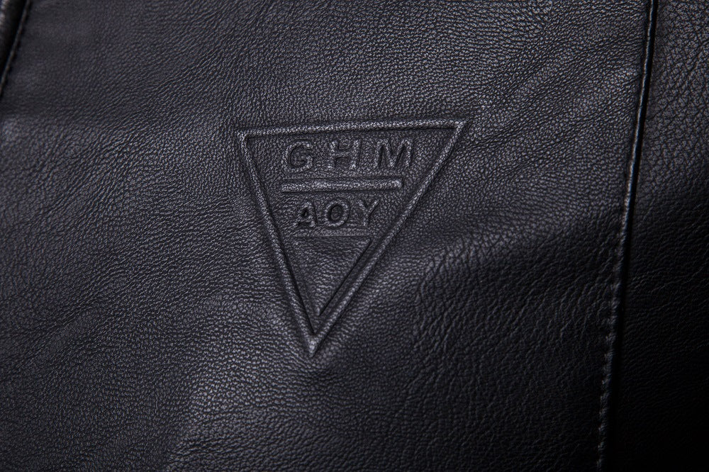 Men's slim artificial leather blouson in racer look with stand-up collar and concealed zipper Chichicherry