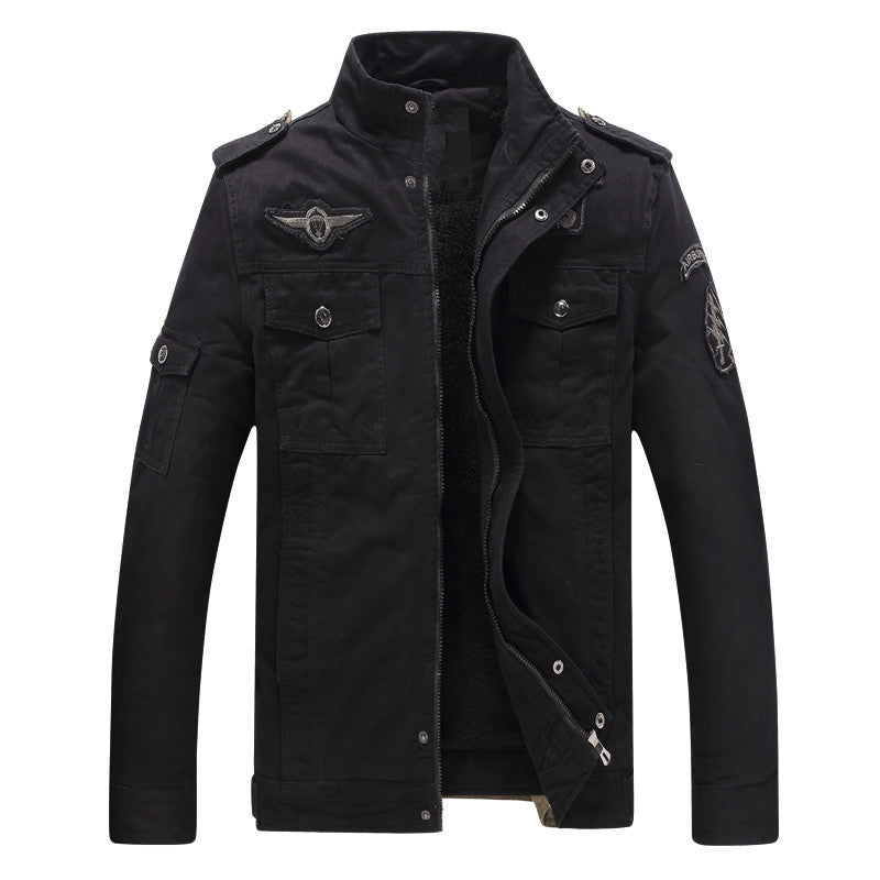 Men's military-inspired field jacket with teddy lining and multifunction pockets Chichicherry