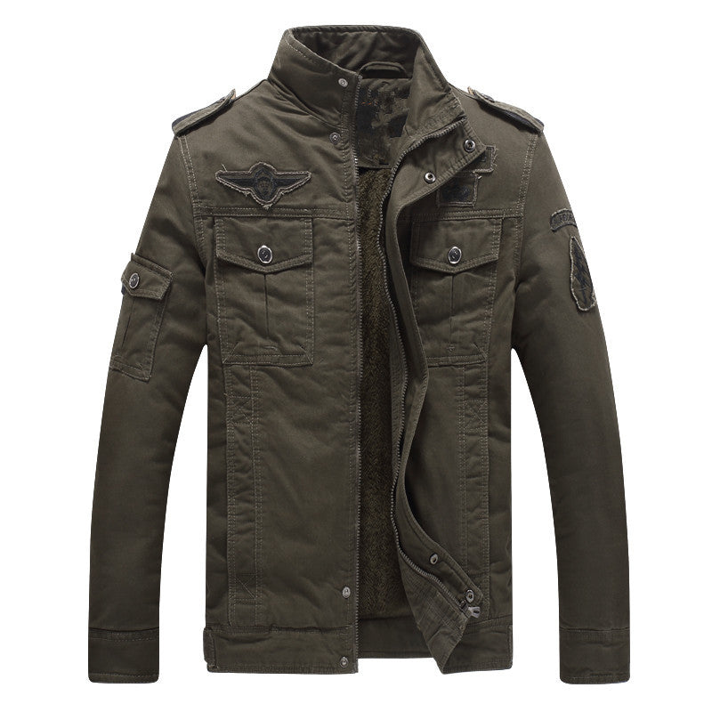 Men's military-inspired field jacket with teddy lining and multifunction pockets Chichicherry
