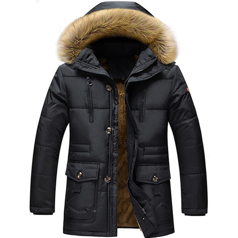 Men's windproof quilted parka with removable faux fur hood and thermal insulation Chichicherry