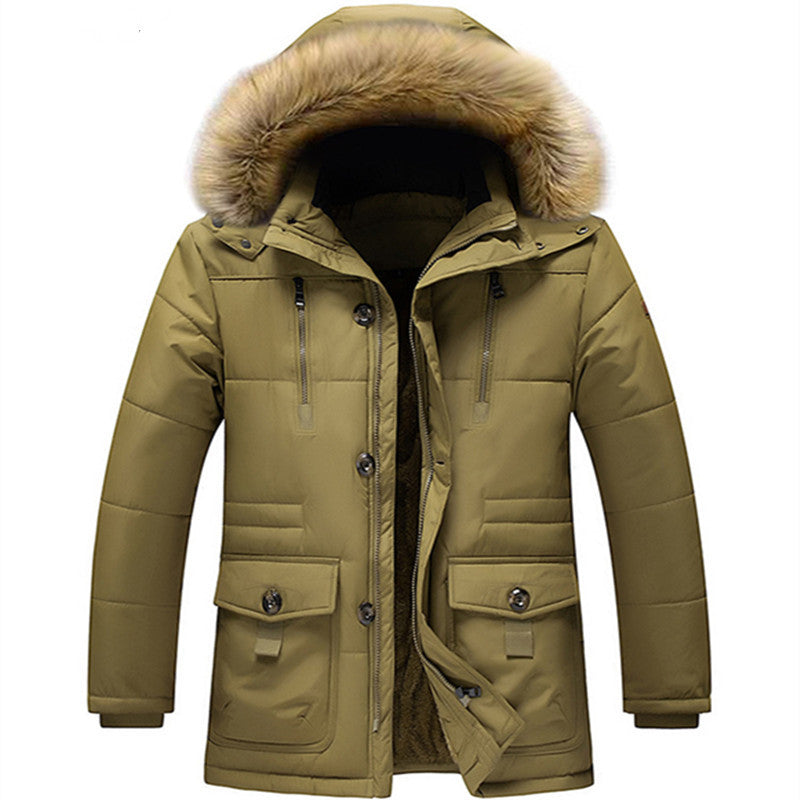 Men's windproof quilted parka with removable faux fur hood and thermal insulation Chichicherry