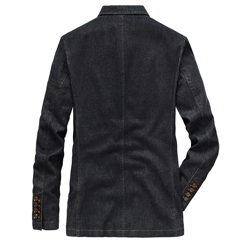 Men's denim blazer with casual cut, patch pockets, and fine lining Chichicherry