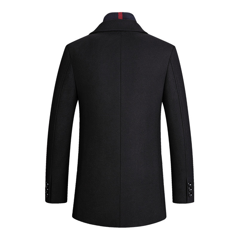Men's single-breasted short coat made of wool blend with quilted inner lining and classic lapel Chichicherry