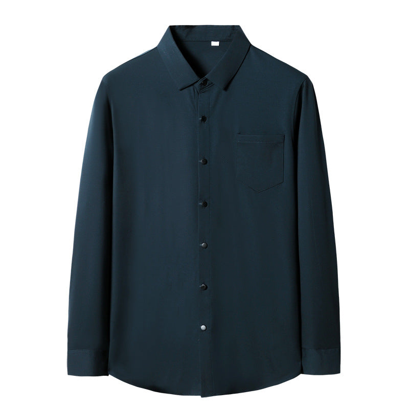 Men's Elegant Long-Sleeved Shirt with Chest Pocket and Kent Collar Chichicherry