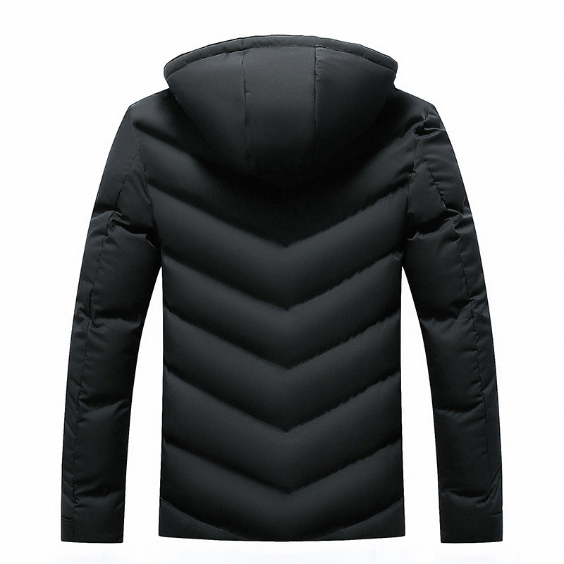 Men's padded jacket with teddy fur hood and chevron quilting Chichicherry