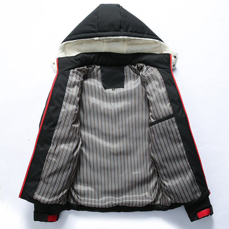 Men's padded jacket with teddy fur hood and chevron quilting Chichicherry