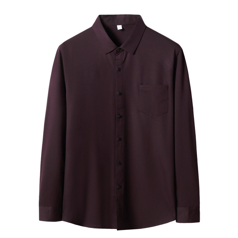 Men's Elegant Long-Sleeved Shirt with Chest Pocket and Kent Collar Chichicherry