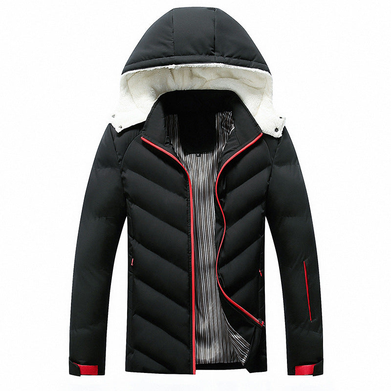 Men's padded jacket with teddy fur hood and chevron quilting Chichicherry