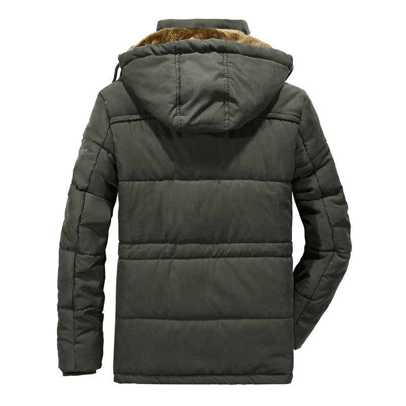 Men's padded hooded parka with faux fur lining and multifunction pockets Chichicherry