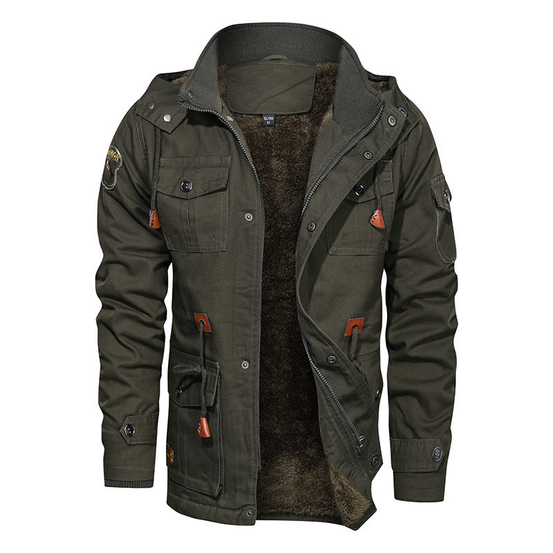 Men's Utility Parka with Teddy Lining and Multiple Pockets Chichicherry