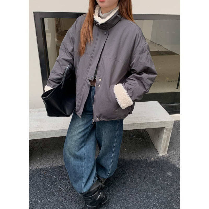 Women's parka with lamb fleece lining
