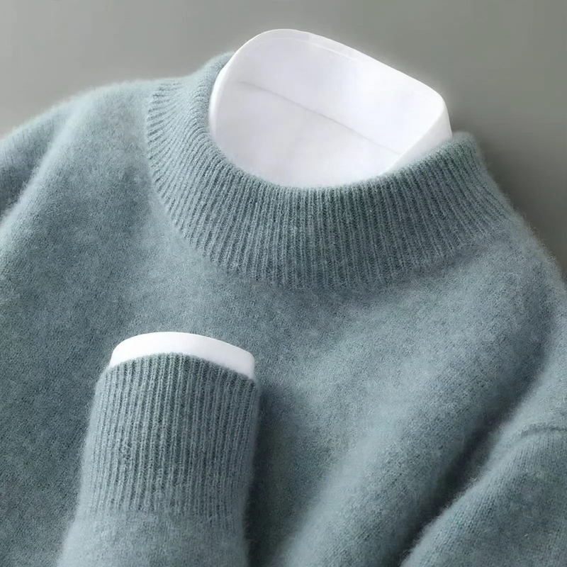 Men's Pullover, Stand-up Collar, 100% Wool, soft