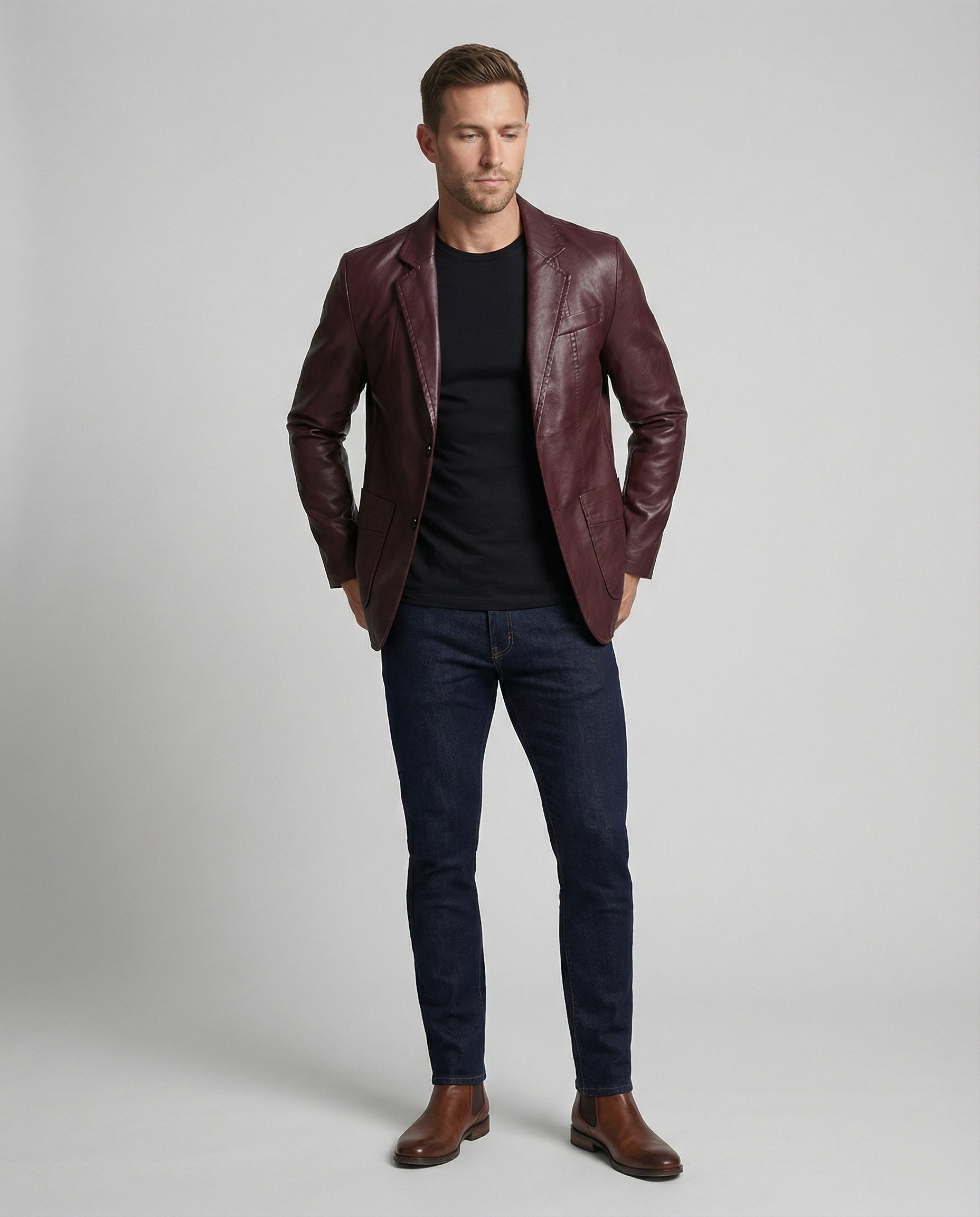 Men's Leather Blazer Elegant